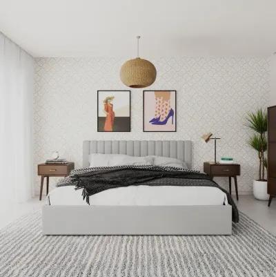 Brittany Upholstered Bed with Channel Tufted Headboard and Storage Drawers