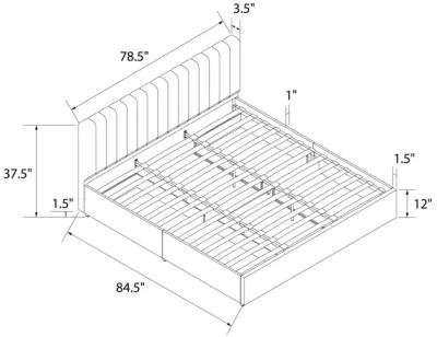 Brittany Upholstered Bed with Channel Tufted Headboard and Storage Drawers