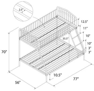 Bushwick Metal Bunk Bed with Secured Metal Slats and Integrated Ladder