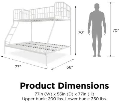 Bushwick Metal Bunk Bed with Secured Metal Slats and Integrated Ladder