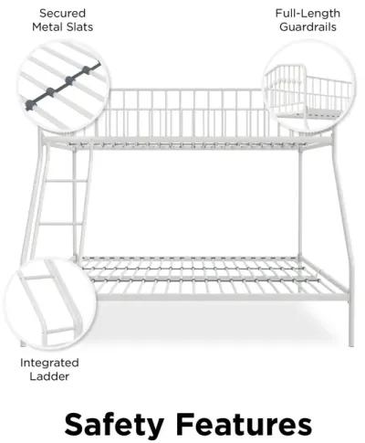 Bushwick Metal Bunk Bed with Secured Metal Slats and Integrated Ladder