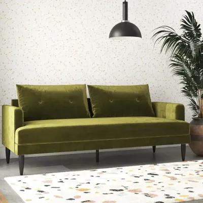 Bailey Velvet Pillowback Sofa with Metal Tapered Legs