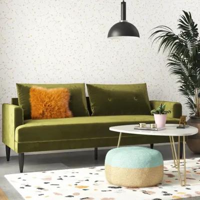 Bailey Velvet Pillowback Sofa with Metal Tapered Legs