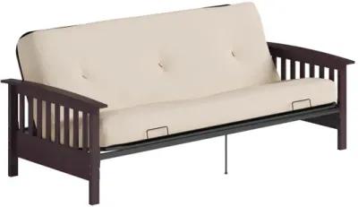 Darrien Full Wood Arm Futon Frame with 6 Inch Thermobonded High Density Polyester Fill Mattress