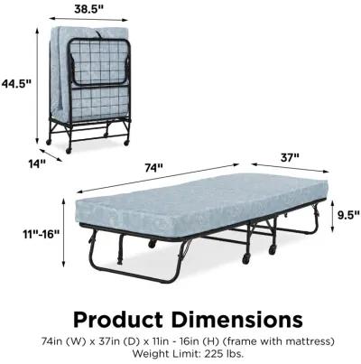 Folding Cot Guest Bed with 5 Inch Mattress