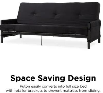 Fairview Metal and Storage Arm Futon with 6 Inch Mattress