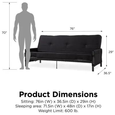 Fairview Metal and Storage Arm Futon with 6 Inch Mattress