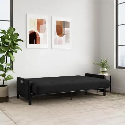 Fairview Metal and Storage Arm Futon with 6 Inch Mattress