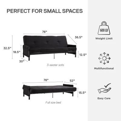 Fairview Metal and Storage Arm Futon with 6 Inch Mattress