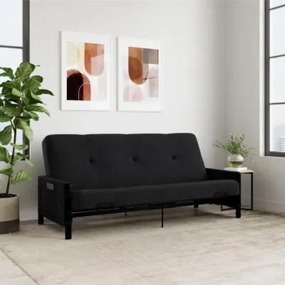 Fairview Metal and Storage Arm Futon with 6 Inch Mattress