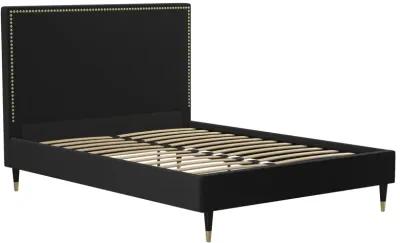 Audrey Velvet Upholstered Bed with Headboard and Nailheads