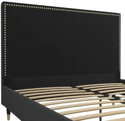 Audrey Velvet Upholstered Bed with Headboard and Nailheads