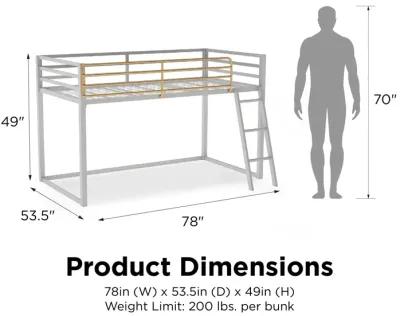 Monarch Hill Haven Metal Junior Loft Bed with Angled Ladder