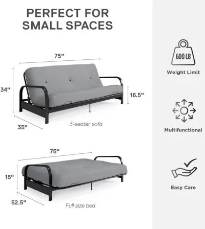 Cleo Black Metal Arm Full Size Futon Frame