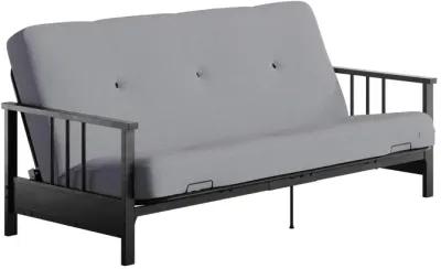 Harlow Full Metal Arm Futon with 6 Inch Thermobonded High Density Polyester Fill Futon Mattress