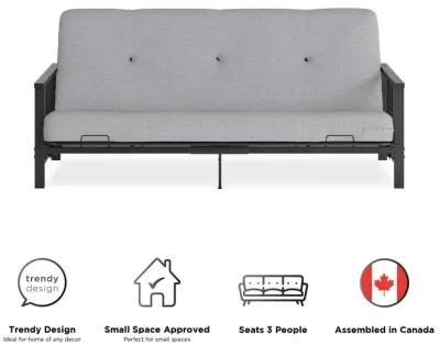 Harlow Full Metal Arm Futon with 6 Inch Thermobonded High Density Polyester Fill Futon Mattress