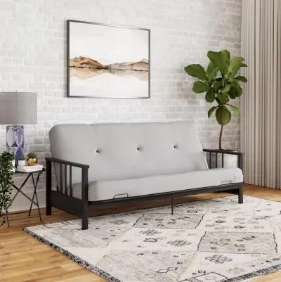 Harlow Full Metal Arm Futon with 6 Inch Thermobonded High Density Polyester Fill Futon Mattress