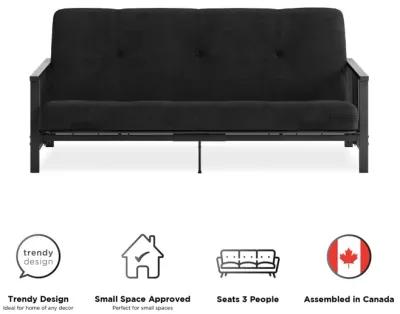 Harlow Full Metal Arm Futon with 6 Inch Thermobonded High Density Polyester Fill Futon Mattress