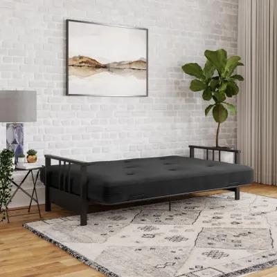 Harlow Full Metal Arm Futon with 6 Inch Thermobonded High Density Polyester Fill Futon Mattress