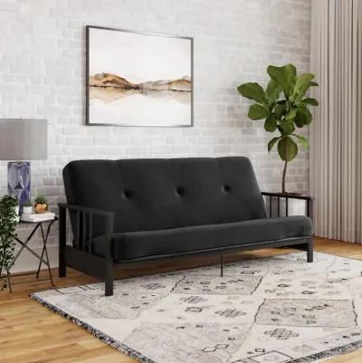 Harlow Full Metal Arm Futon with 6 Inch Thermobonded High Density Polyester Fill Futon Mattress