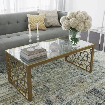 Juliette Glass Top Coffee Table with Cut Out Detailing