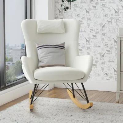 Robbie Rocker Accent Chair with Storage Pockets and Matching Pillow Headrest