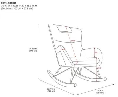 Robbie Rocker Accent Chair with Storage Pockets and Matching Pillow Headrest