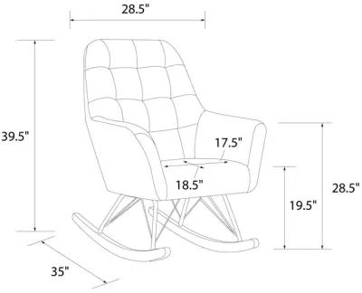 Raven Upholstered Rocker with Square Tufted Detailing and Wood Legs