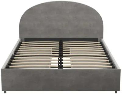 Moon Upholstered Bed with Rounded Headboard and 4 Storage Drawers