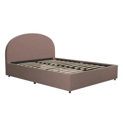 Moon Upholstered Bed with Rounded Headboard and 4 Storage Drawers