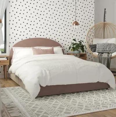 Moon Upholstered Bed with Rounded Headboard and 4 Storage Drawers