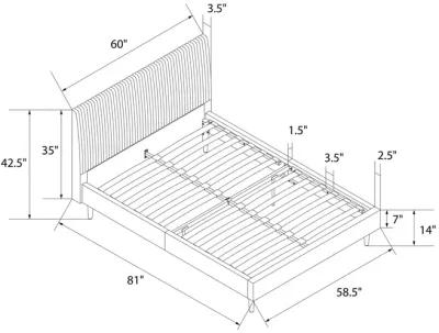 Daphne Velvet Upholstered Bed with Channel Tufted Headboard