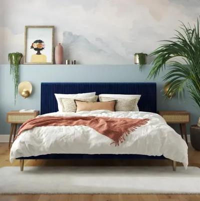 Daphne Velvet Upholstered Bed with Channel Tufted Headboard