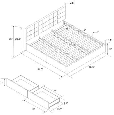 Serena Upholstered Bed with Drawers