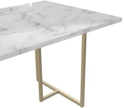 Astor Faux Marble Dining Table with Metal Base, Seats 4