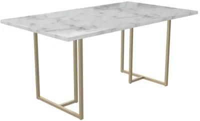 Astor Faux Marble Dining Table with Metal Base, Seats 4