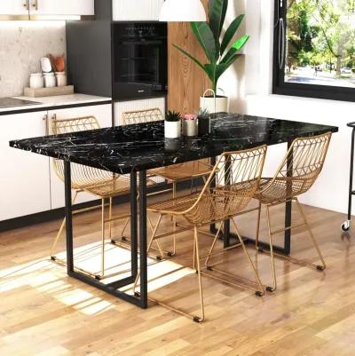 Astor Faux Marble Dining Table with Metal Base, Seats 4