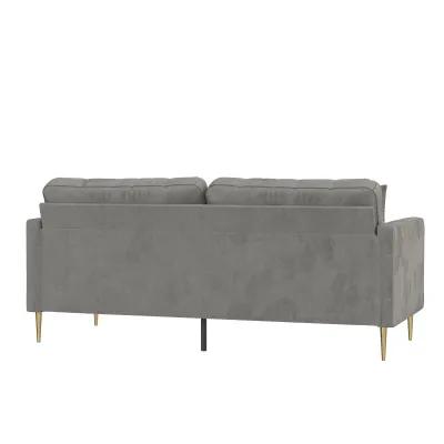 Highland 72 Inch Velvet Sofa with Matching Pillows