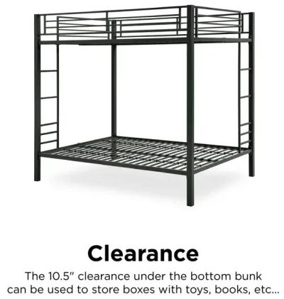 Full over Full Bunk Bed with Sturdy Metal Frame and Simple Design