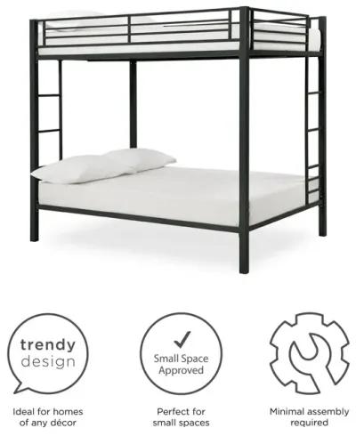 Full over Full Bunk Bed with Sturdy Metal Frame and Simple Design