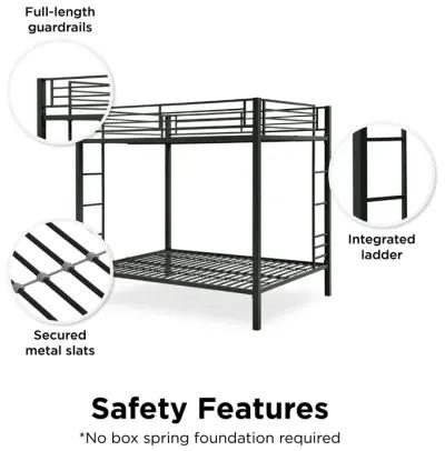 Full over Full Bunk Bed with Sturdy Metal Frame and Simple Design