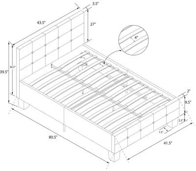 Rose Upholstered Bed with Button Tufted Detail