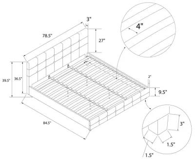 Rose Upholstered Bed with Button Tufted Detail