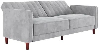 Pin Tufted Transitional Futon with Vertical Stitching and Button Tufting