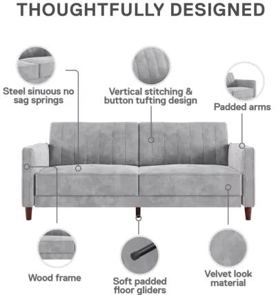 Pin Tufted Transitional Futon with Vertical Stitching and Button Tufting