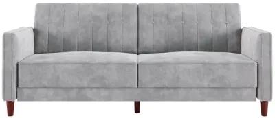 Pin Tufted Transitional Futon with Vertical Stitching and Button Tufting