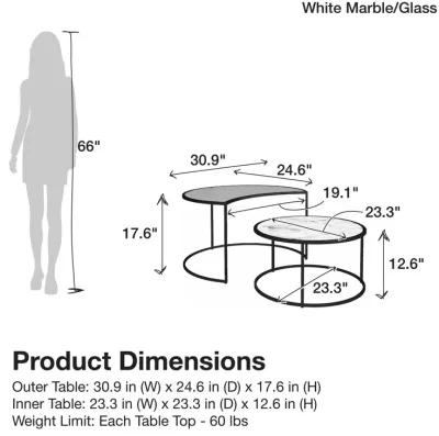 Moon Phases Nesting Coffee Tables with Marble/Glass