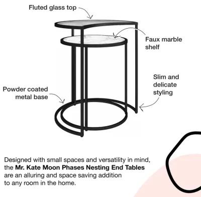 Moon Phases Nesting End Tables with Marble/Glass