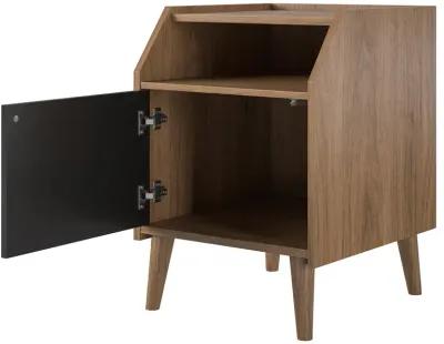 Magnolia Mid Century Modern End Table with Open Shelf and Closed Storage