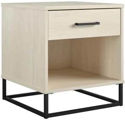 Kelly Nightstand with 1 Drawer and a Black Metal Base